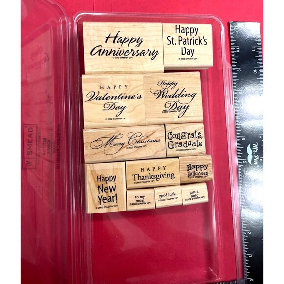 !UNSTAMPED! 2002 Stampin' Up! All Year Cheer III Wood Mounted Rubber Stamp Set - Picture 1 of 3